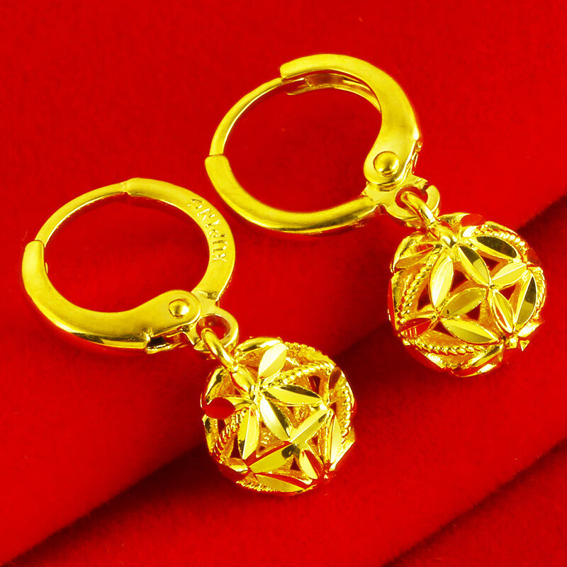 千影珠宝金店同款黄色金耳环女款耳坠金饰品男送妈妈款秀气小耳坠耳扣