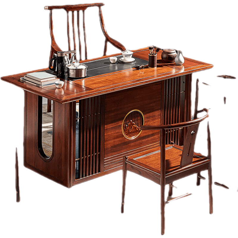 实木喝茶桌椅组合新中式家用茶台茶几桌办公室高端乌金木泡茶桌 1.6M茶桌(乌金木) 整装