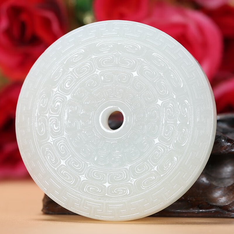 禄缘相珠宝严选玉雕工艺师谭琪俊作品 和田玉羊脂玉祥云平安扣吊坠