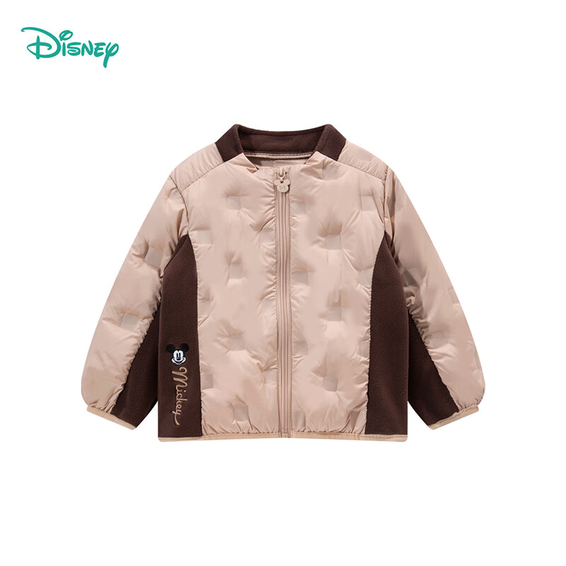 迪士尼（Disney）童装男女儿童红色新年卡通轻薄90白鸭绒羽绒服休闲保暖外套冬季 【90白鸭绒】咖色 120 （建议4-6岁身高110-120cm)