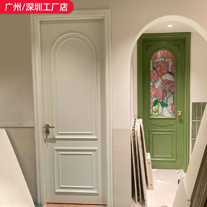 JPHZNB室內(nèi)門烤漆衛(wèi)生間門蒂凡尼彩繪玻璃平開木門法式門臥 多個顏色樣式定制