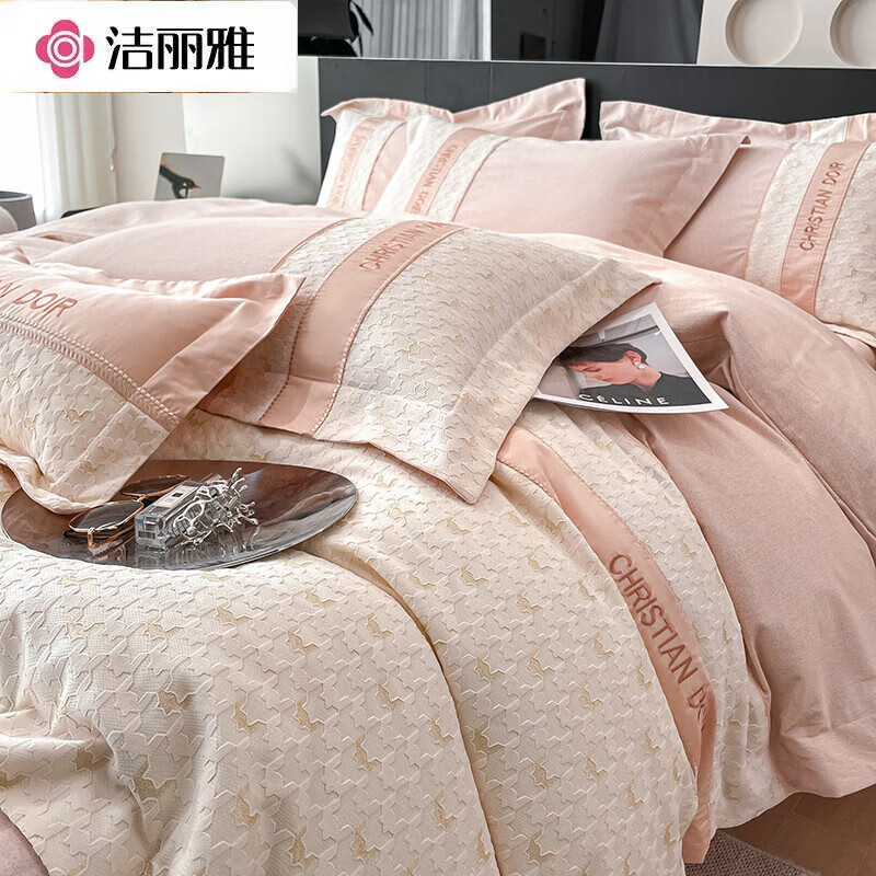 轻奢风加厚磨毛四件套全棉四季通用床单被套床笠床上用品 玛奇朵-粉色