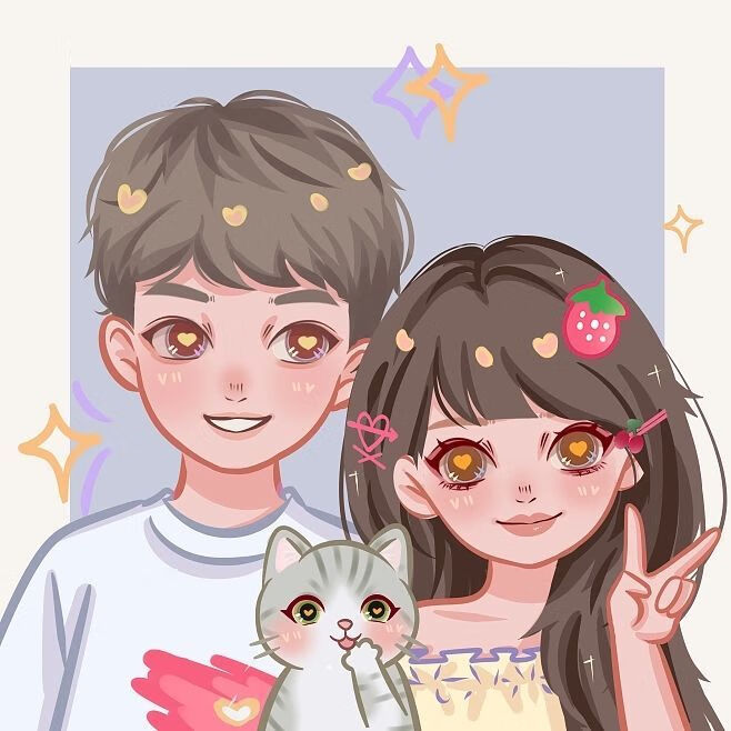 莎庭新款q版情侣卡通人物钻石画diy送男女友纪念日情人节礼物带框自粘