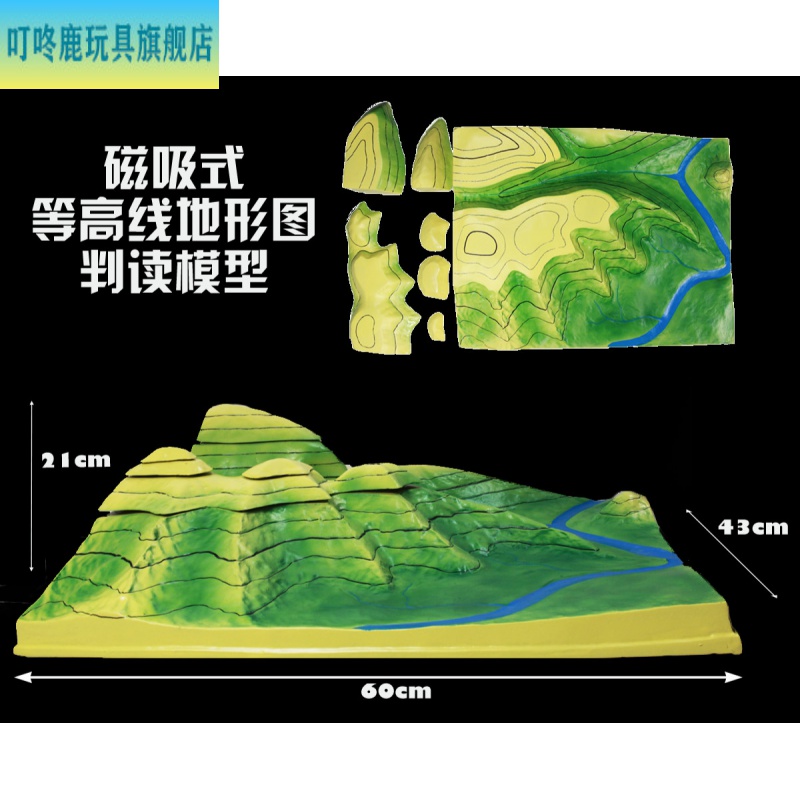 地理教学模型磁吸式大号等高线地形图判读模型34015