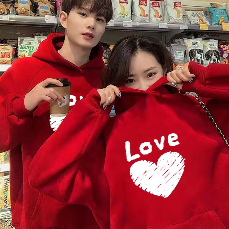 加绒【love】两件红色 连帽加绒 男m码 女s码
