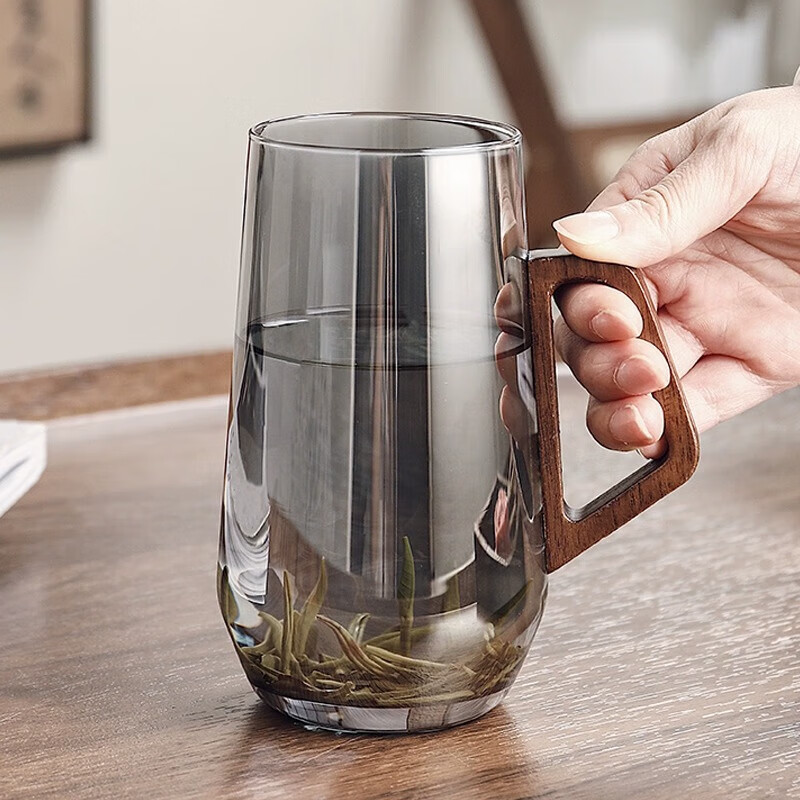格娜斯茶杯玻璃杯高档个人专用喝泡茶杯子办公室绿茶杯耐热带把喝水杯