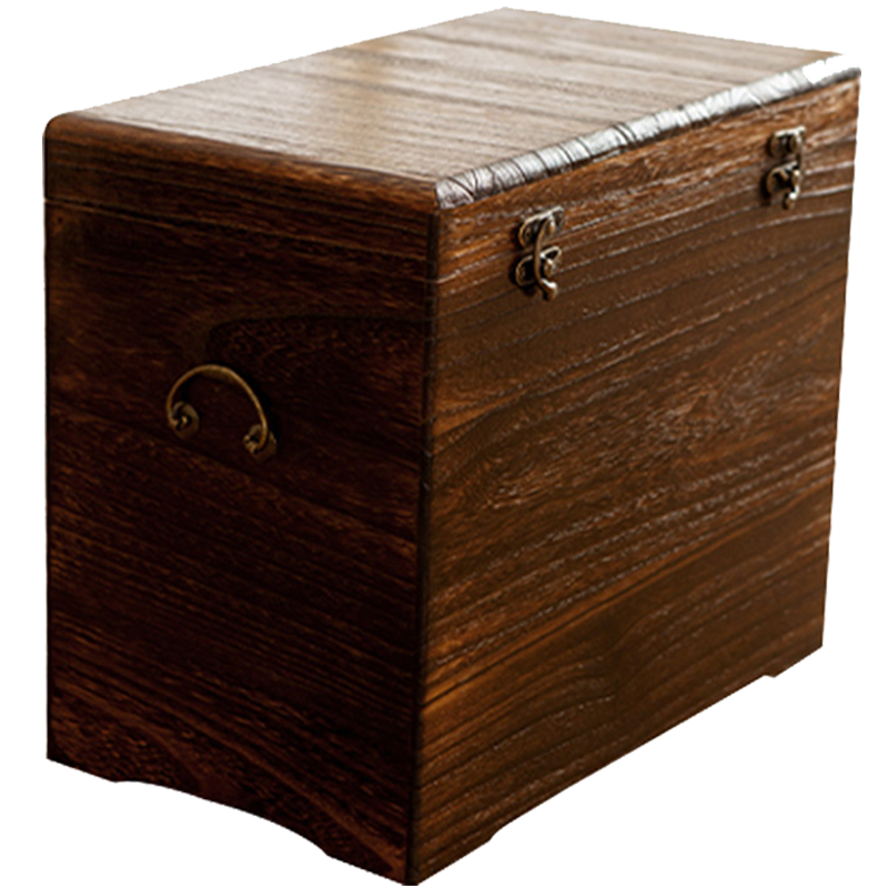 柴扉園 创意仿古实木柜子储物柜储物凳收纳箱换鞋凳沙发凳茶几凳杂物箱中式收纳衣物玩具零食整理储物收纳箱 小号收纳凳40*35*24cm