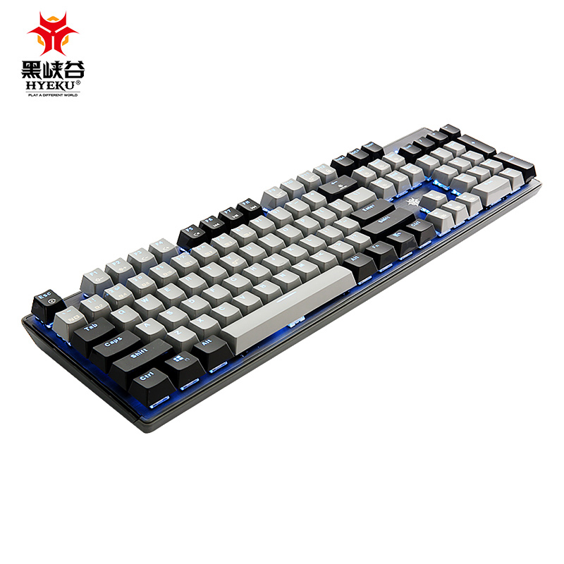 黑峡谷（Hyeku）GK715机械键盘有线游戏电竞104键客制化热插拔轴体凯华BOX轴 灰黑 蓝光 茶轴
