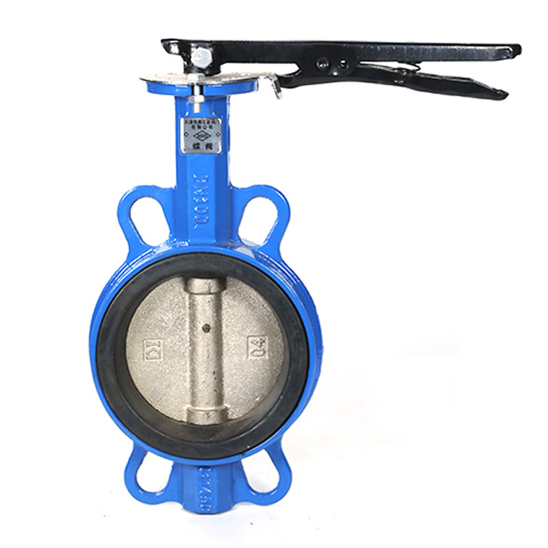 哩嗹啰嗹手柄对夹式手动法兰球墨铸铁dn100150蝶阀d71x-16q dn50(小体