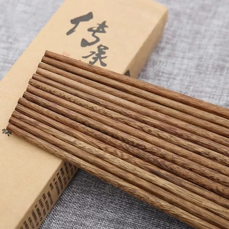 木筷原木鸡翅木红檀木筷子家用无漆无蜡筷子厨房用品 【10双装】红檀木筷子