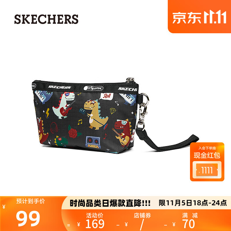 斯凯奇（Skechers）男女同款小恐龙乐队潮酷印花手拿包L323U150 T340恐龙乐队/03TH 均码高性价比高么？