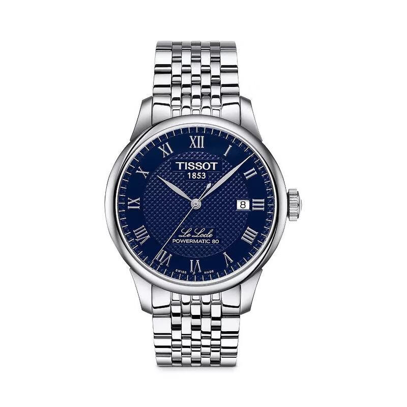 手表 力洛克系列舒适全自动机械表日显钢带商务时尚腕表 blue/silver