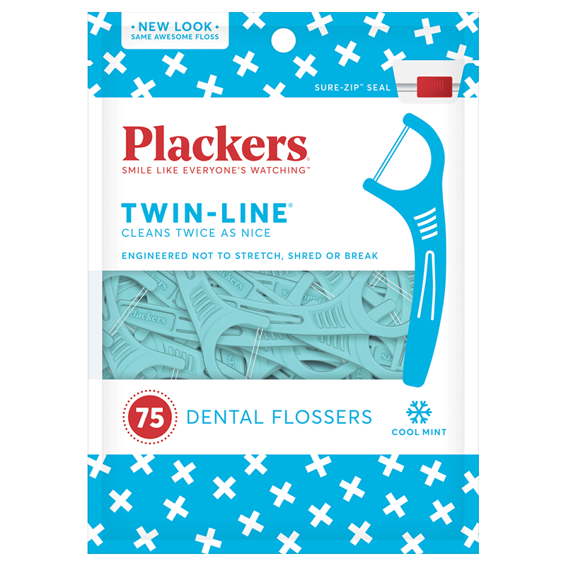 plackers进口牙线双线超细家庭装牙线棒剔牙牙签线清洁牙缝便携75支100013410679