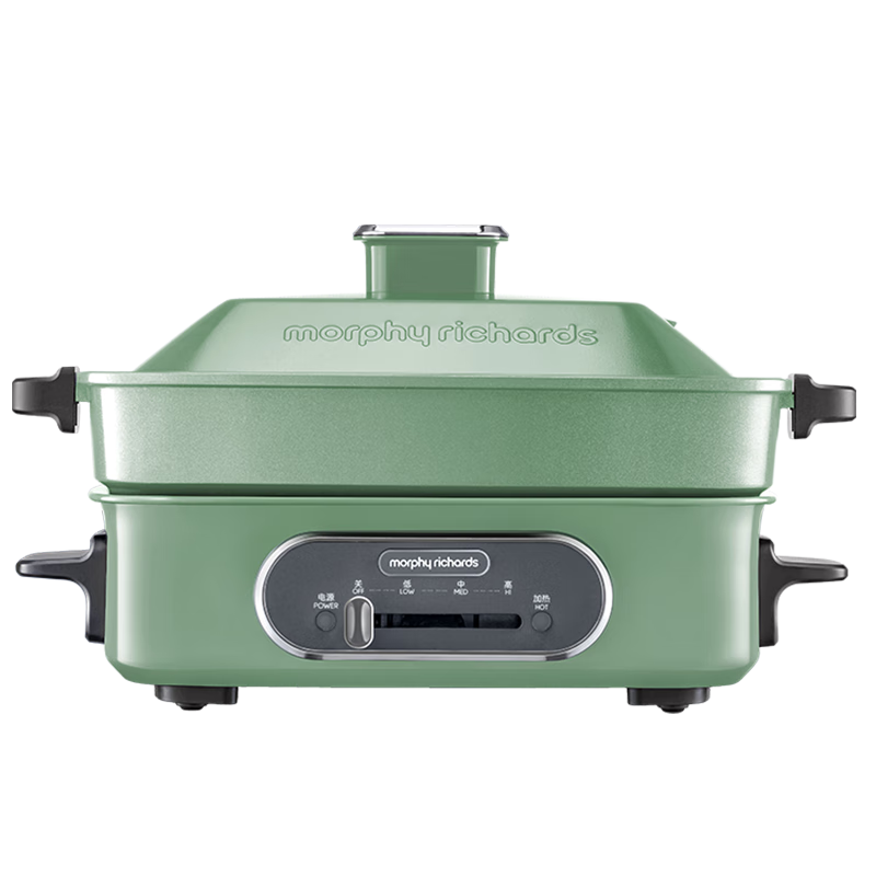 摩飞电器（Morphyrichards）多功能锅家用 鸳鸯锅电火锅专用锅具料理锅蒸煮炒一体涮烤肉锅电烤盘分体式多用途电热锅 MR9088 绿色标配
