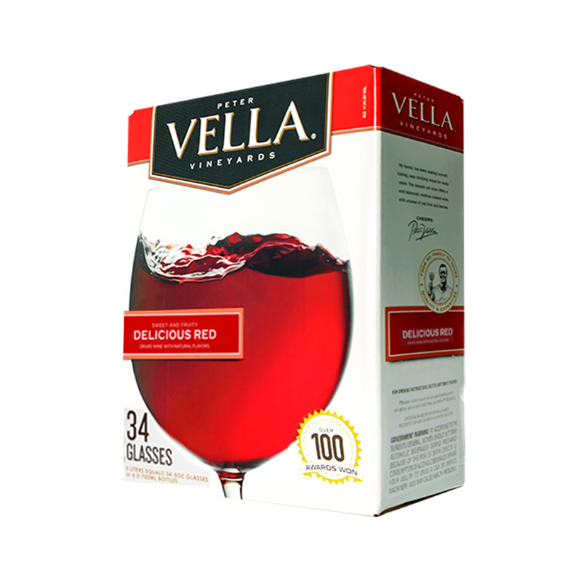 美国加州乐事百乐莱vella甜美红系列甜型晚安红葡萄酒 5L 盒装 进口红酒