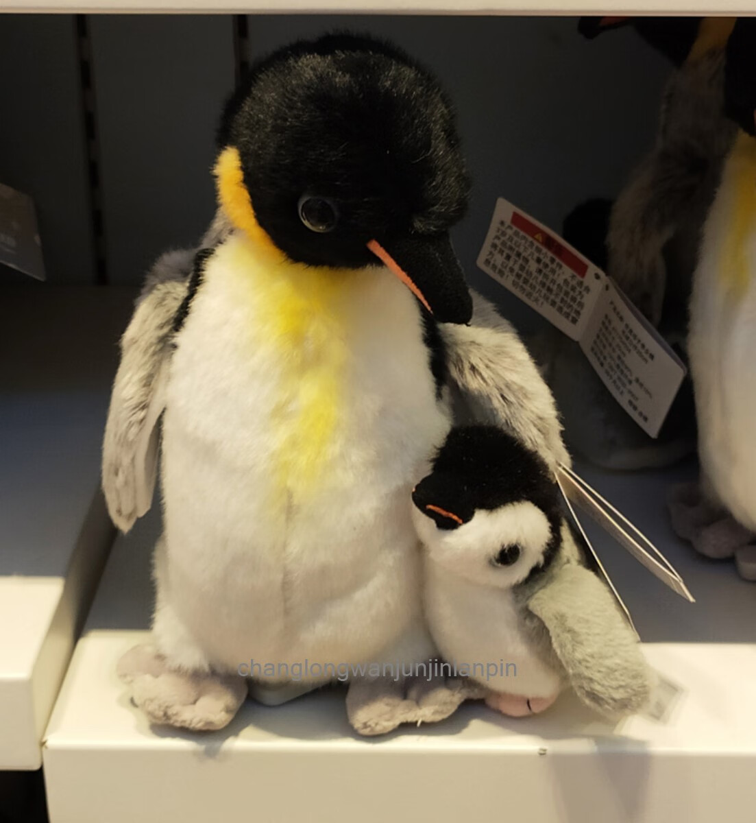 德帝企鹅珠海长隆海洋王国纪念品仿真母子帝企鹅毛公仔25cm毛绒玩具