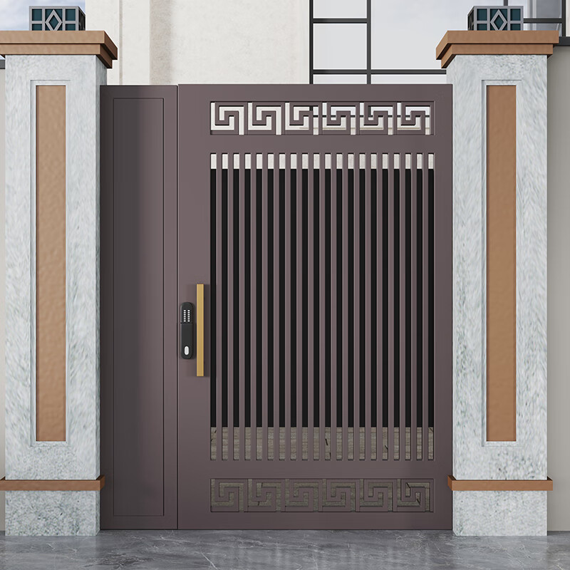 精選鐵藝別墅庭院門鋁合金花園門自建房院門現(xiàn)代簡約單雙開不銹鋼大門 款式1