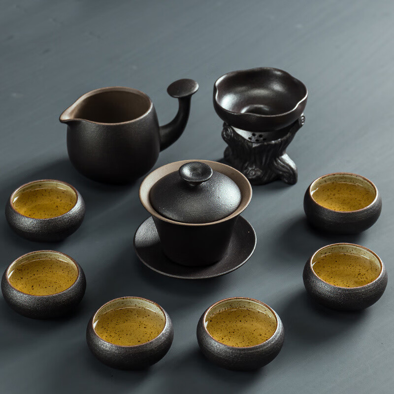 奥尔凡高端品牌日式粗陶功夫茶具套装办公家用简约陶瓷茶盘茶壶茶杯