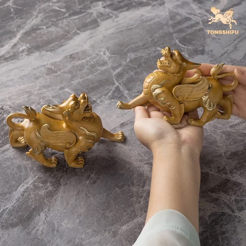 铜师傅全铜摆件威猛貔貅小号家居饰品铜工艺品威猛母貔貅如意橙