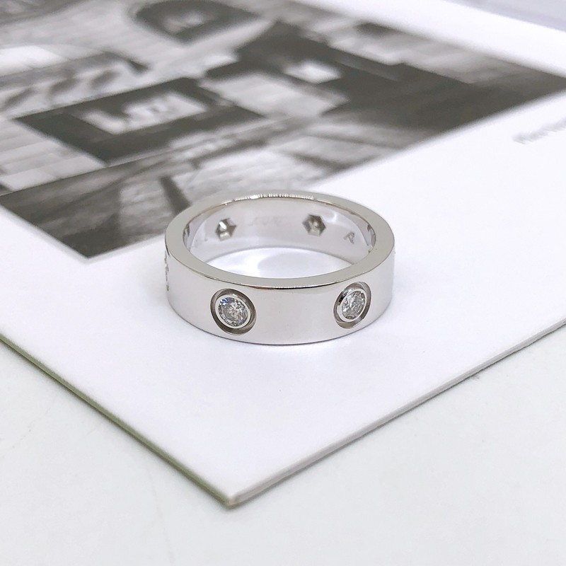 【二手99新】卡地亚戒指 cartier love系列 18k白金 6钻戒指 尺寸:51