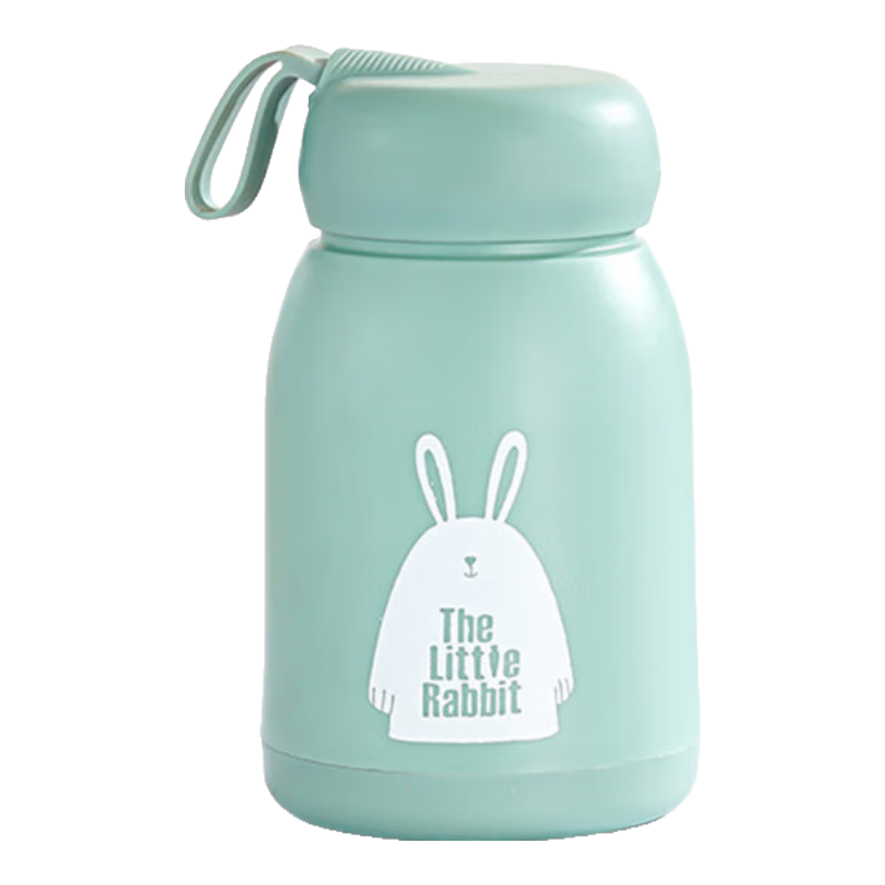 【京东物流送货上门】萌萌兔卡通水杯女牛奶玻璃杯创意便携杯子 绿色萌萌兔 330ml 1只