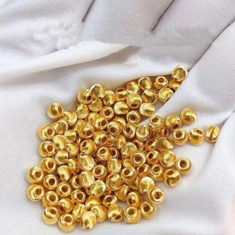 瑟迪黄金猫眼珠3D硬金足金999闪亮车花转运珠路路通DIY手链女手串礼物 4毫米约0.1g