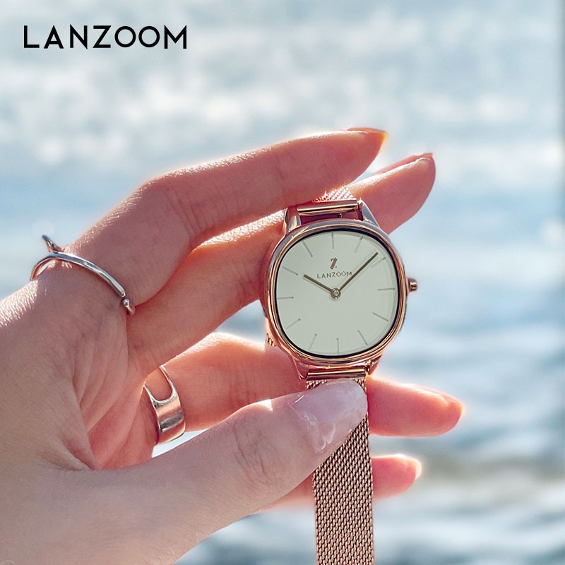 LANZOOM蓝族奶茶小金表手表女时尚轻奢腕表生日送女友礼物情人节 【人气星品】奶茶小金表Jena03