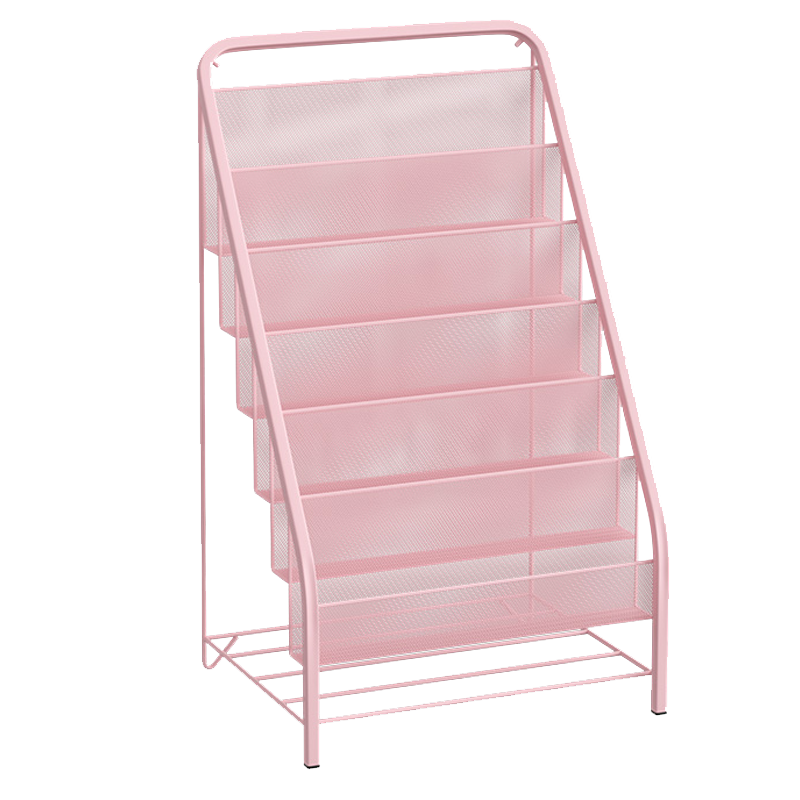 密林书架家用落地简易宝宝绘本架客厅卧室铁艺多层收纳置物架 加高98【暖白色-六层】可放180本书