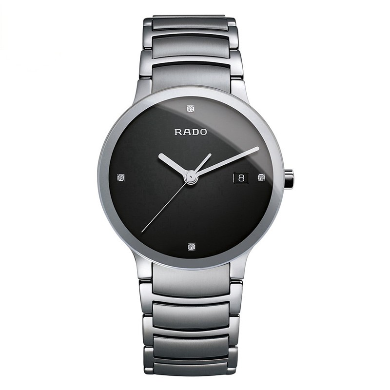 雷达表(rado)瑞士手表 晶萃系列镶砖简约时尚商务男士石英腕表 r