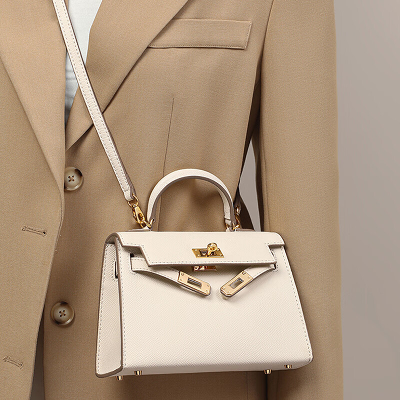 CHASENG&KAVLON生日礼物送女友包包女包女士小ck凯莉包单肩斜挎手提小包包 黑色-小号22cm 正品凯莉包