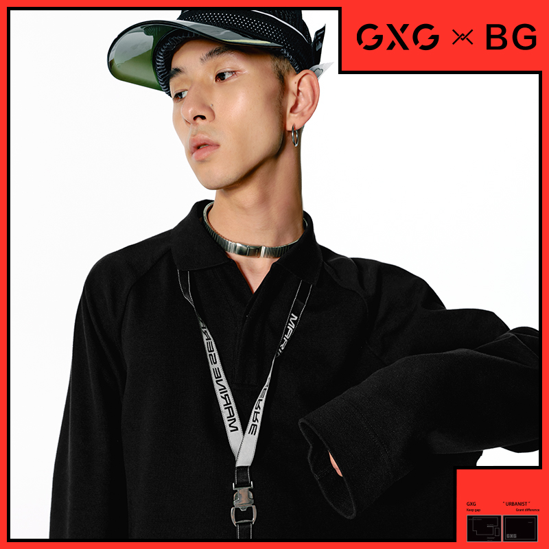 GXG男装【X-LAB】BG联名21年夏季新款休闲黑色宽松长袖polo衫男士 黑色 170/M高性价比高么？