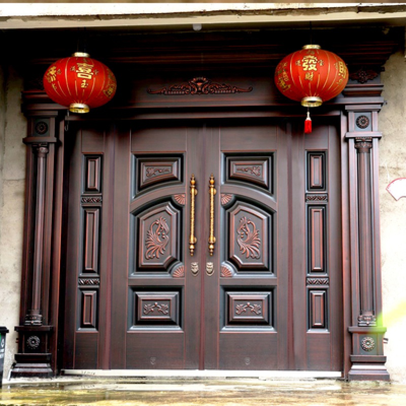 德骊嘉农村别墅大门双开门锌合金乡村自建房防盗门入户家用进户门仿