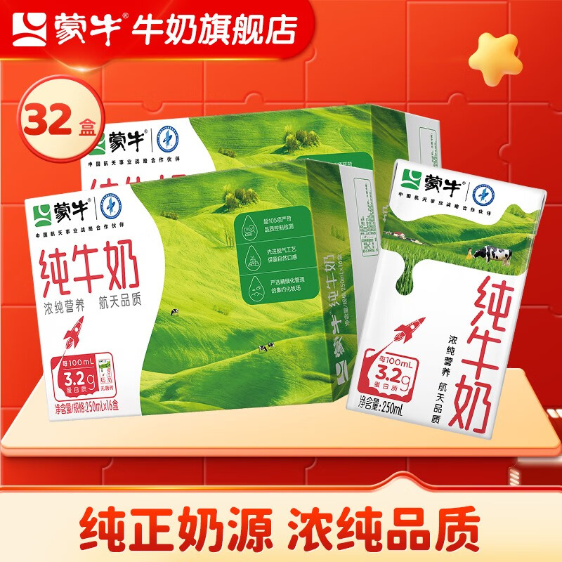 蒙牛纯牛奶营养早餐奶整箱装 250ml*16盒*2箱高性价比高么？