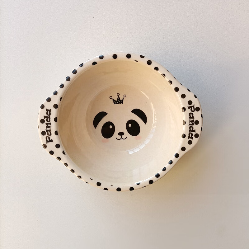 山水瑶宝宝辅食碗儿童餐盘碗家用卡通可爱兔子餐具婴儿辅食碗叉勺水杯子 山水瑶panda熊猫双耳碗