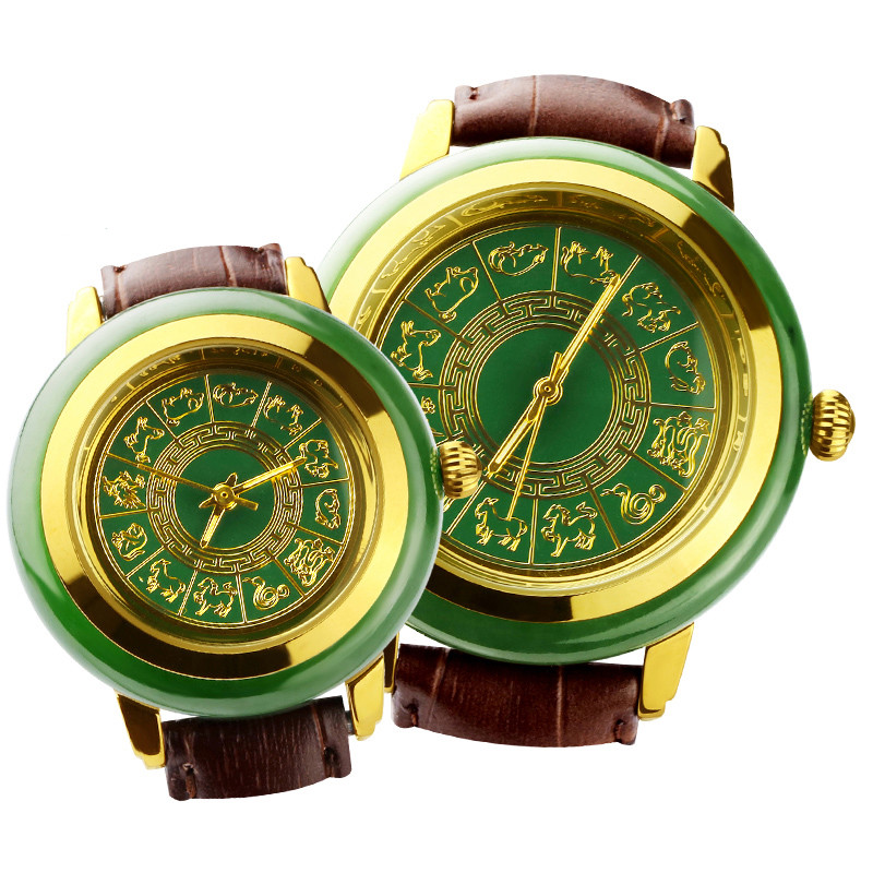 卡古兰  【附证书】新疆和田玉手表金色十二生肖男女款防水碧玉石英表