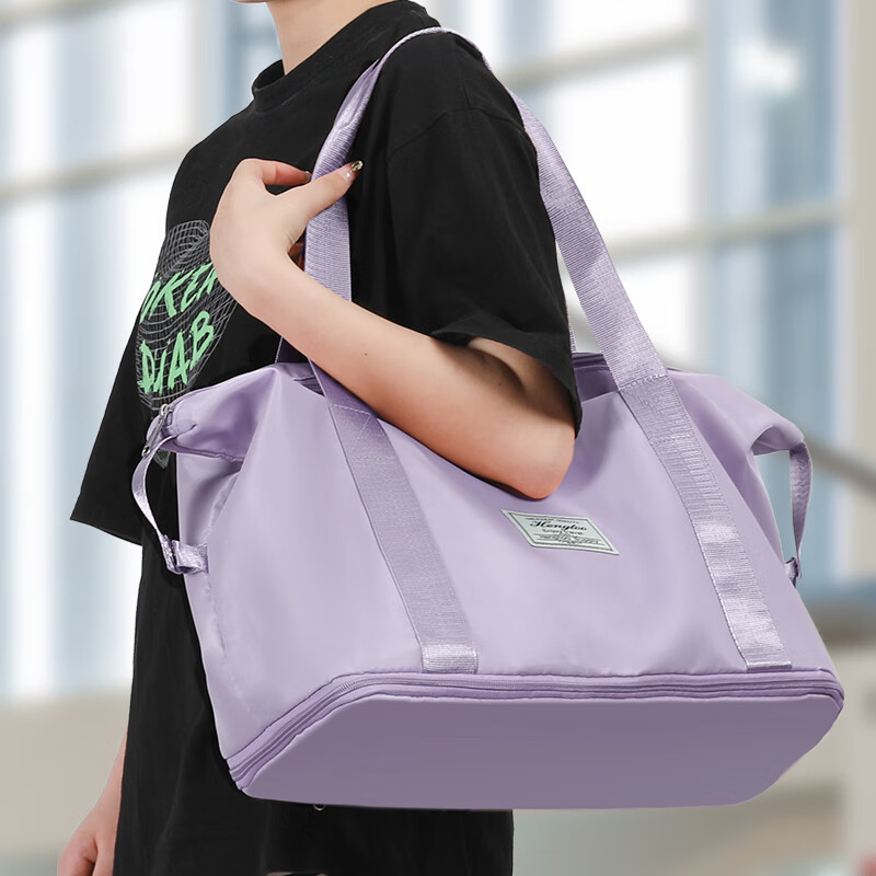 易旅Etravel 旅行包 大容量手提包行李包健身包男女出差旅行袋旅游出差轻便包 可扩展款 紫色