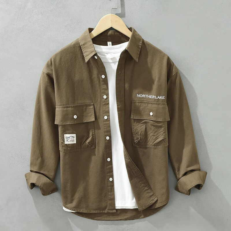 百丽驼美士 balitomms轻奢高定日系纯色长袖衬衫休闲宽松翻领男士工装