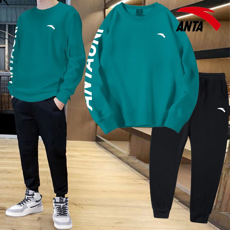 安踏(anta) 【两件套】运动套装男秋季新款休闲宽松跑步健身卫衣卫裤