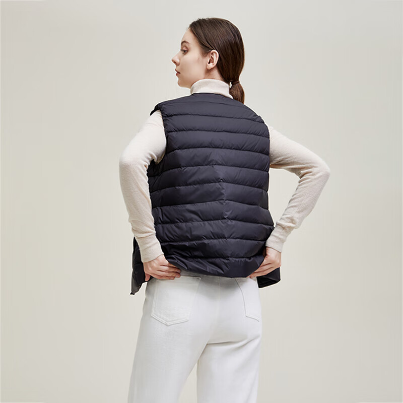 雪中飞经典新款基础舒适轻薄羽绒便捷短款保暖羽绒小马甲轻盈便携舒适 宝石黑|8086-女 M 165/88A