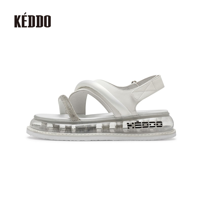 keddo凉鞋2021新款女夏季休闲度假风气垫面包鞋女厚底时尚女鞋 白色 39