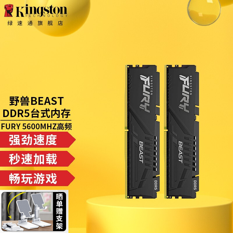 金士顿（Kingston） FURY Beast野兽台式机内存条 DDR5马甲内存条RGB灯条 DDR5 野兽5600 16G