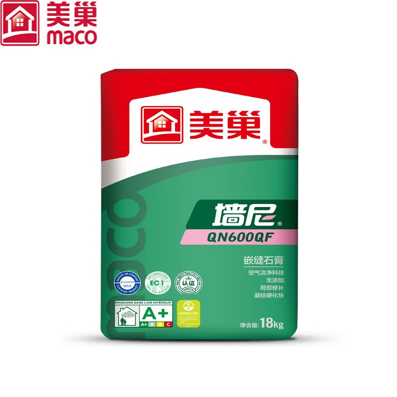 美巢嵌缝石膏600qf嵌缝膏修补室内孔洞沟槽石膏板缝贴石膏线18kg 新