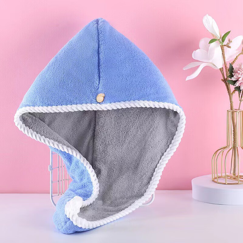 冬季双层干发帽女超厚超强吸水速干学生宿舍擦头包头巾浴帽X 颜色随机2条装 30*60cm