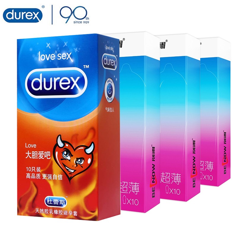 杜蕾斯durex 大胆爱吧装Love 男用避孕套 舒适润滑服帖乳胶 安全套计生用品 中号52mmTT 大胆爱10只+30只玻尿酸003超薄