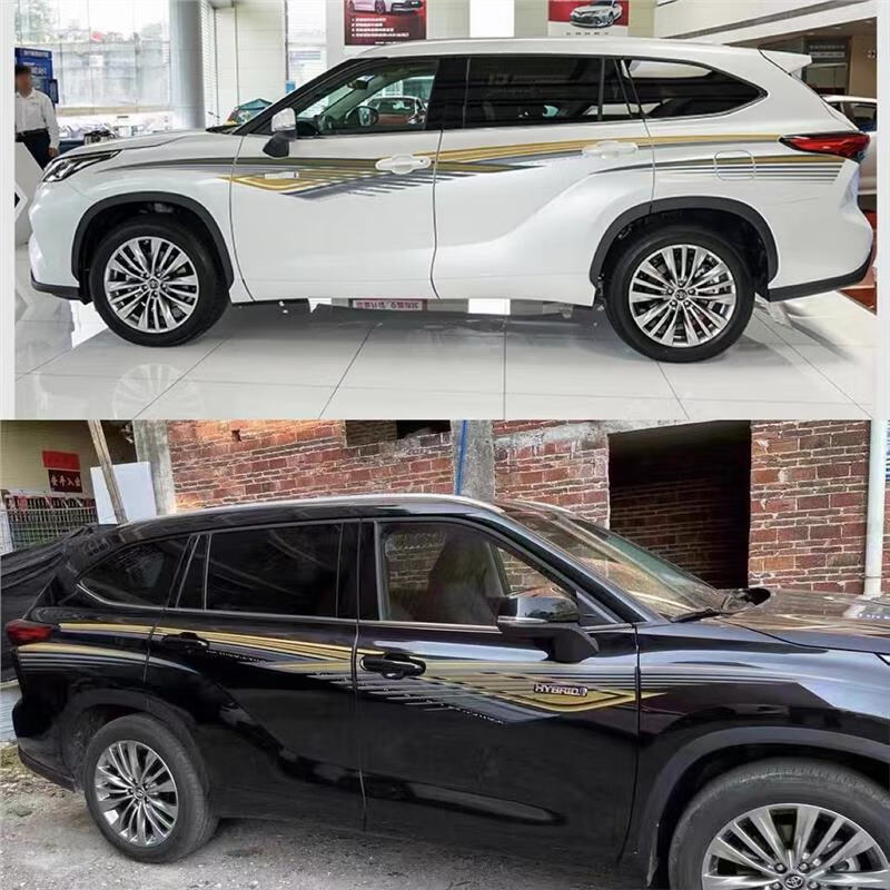 2022款第四代新汉兰达改装车身拉花贴纸皇冠陆放侧身彩条外观装饰