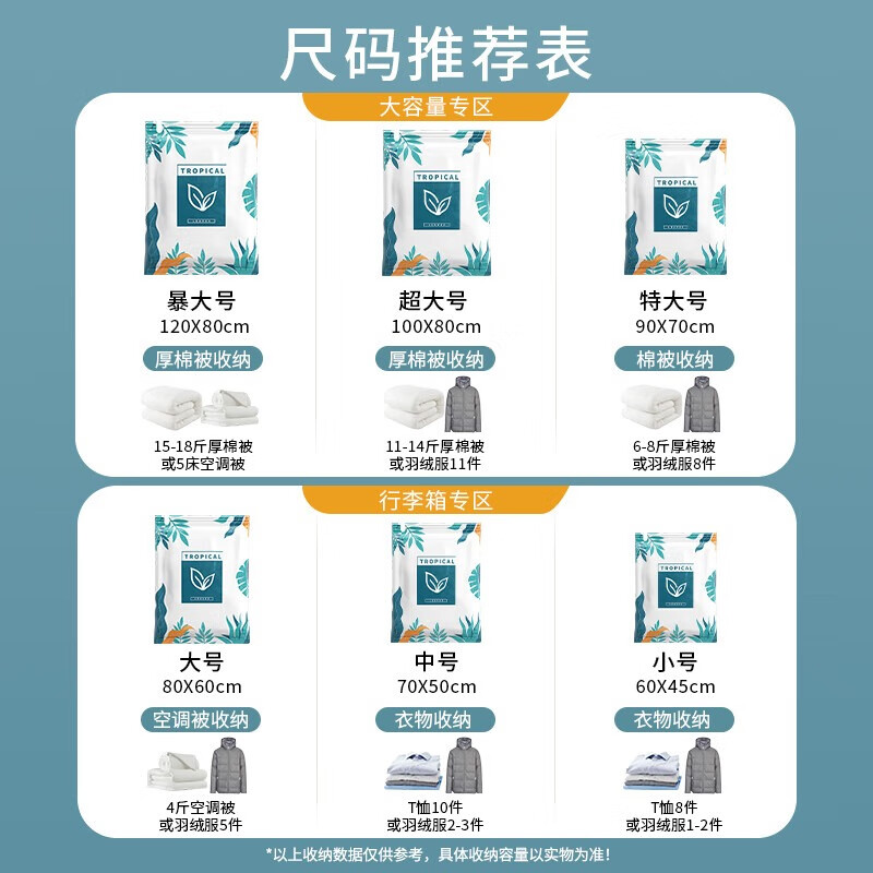 昂图真空压缩收纳袋被子衣服衣物整理电泵抽空气羽绒服棉被打包装袋子 电泵 7 件套【6超大】+电泵