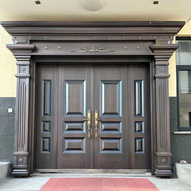 赛乐透别墅大门进户门乡村庭院入户大门双开门农村自建房锌合金仿铜