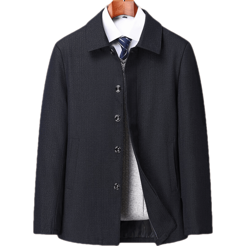 恒源祥中老年爸爸秋裝外套裝50歲60老人70爺爺衣服80春秋季上衣夾克 藏青色 L 175 適合108-123斤
