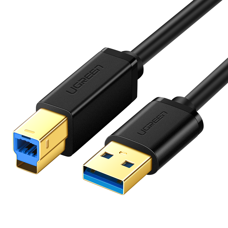 绿联（UGREEN）USB3.0高速打印机数据线 A公对B公 AM/BM 方口移动硬盘盒显示器数据连接线 2米 黑色 10372