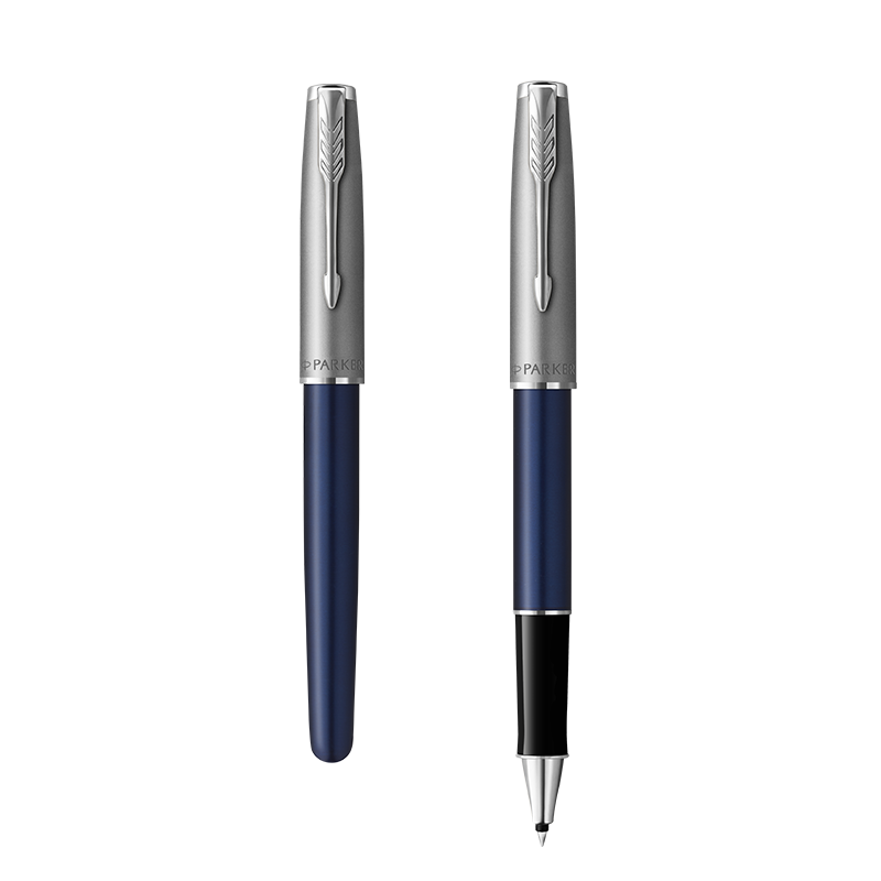 派克（PARKER）【畢業(yè)禮物】高端簽字筆 輕奢商務(wù)禮品高檔生日禮物送禮 卓爾金屬緞面藍白夾寶珠筆